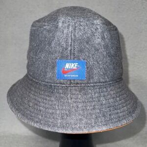Nike Sportswear Just Do It Bucket Hat Unisex L/XL Gray Orange Embroidered Swoosh